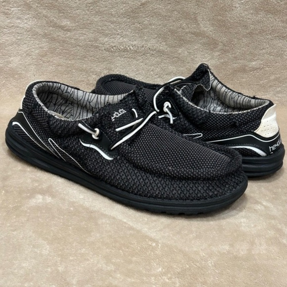 HEYDUDE Mens Wally Hawk Grey Eagle Size 9 Shoes Loafers Slip On Black